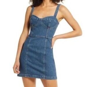 Reformation Denim Dress Corset Palermo Blue Women's 8 NWT Nikki Bustier